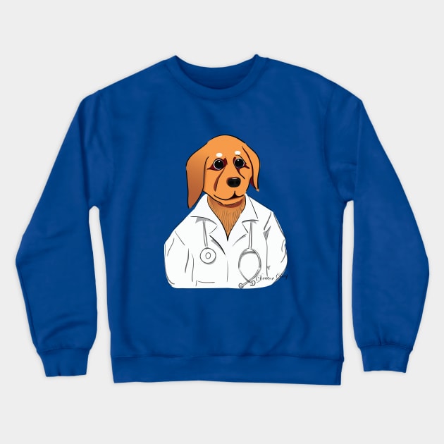 Doctor Dog Crewneck Sweatshirt by Kanom-Tom